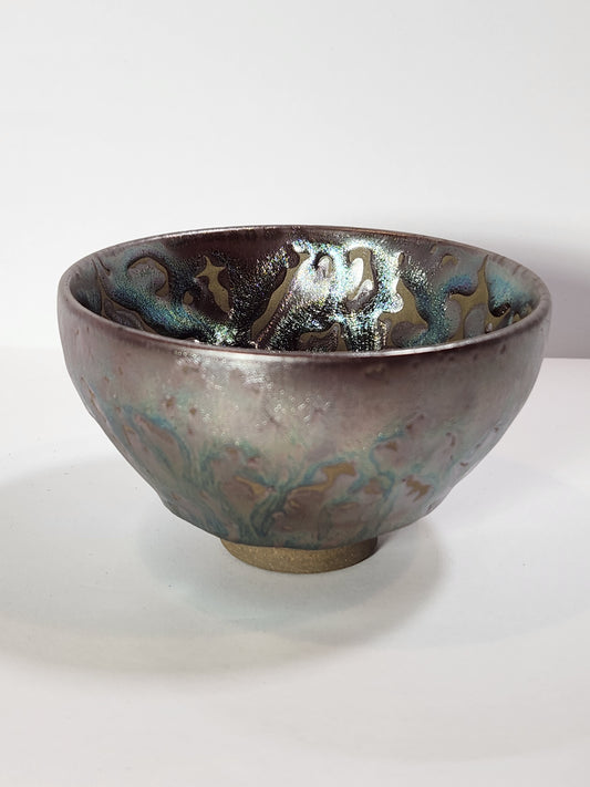 Iridescent Lava Flow Jian Zhan Tea Cup Teal