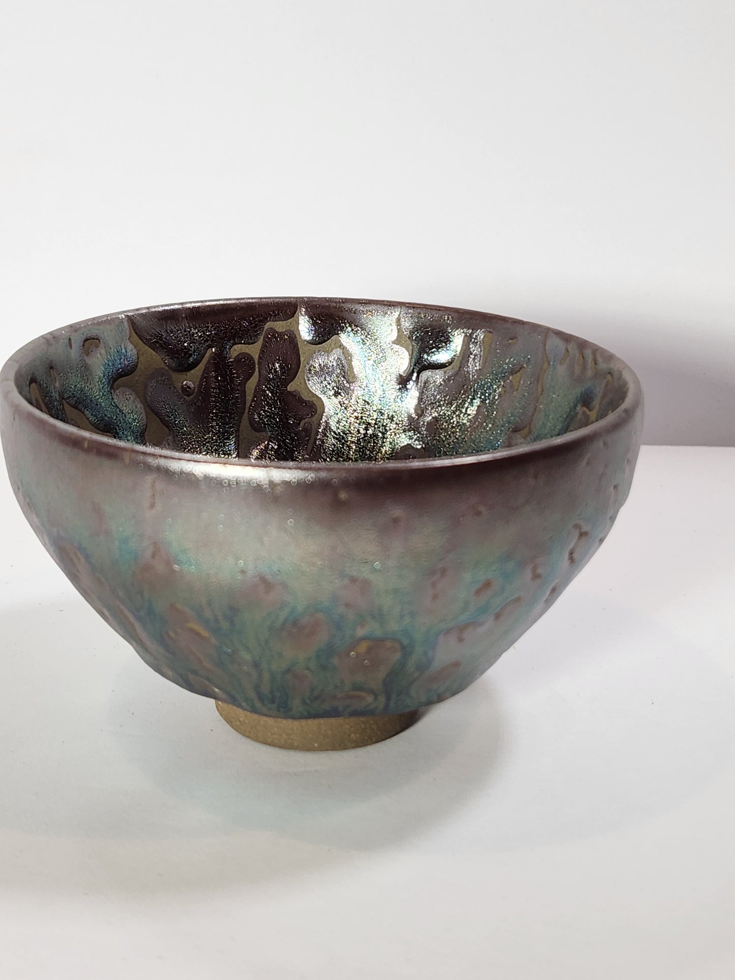 Iridescent Lava Flow Jian Zhan Tea Cup Teal