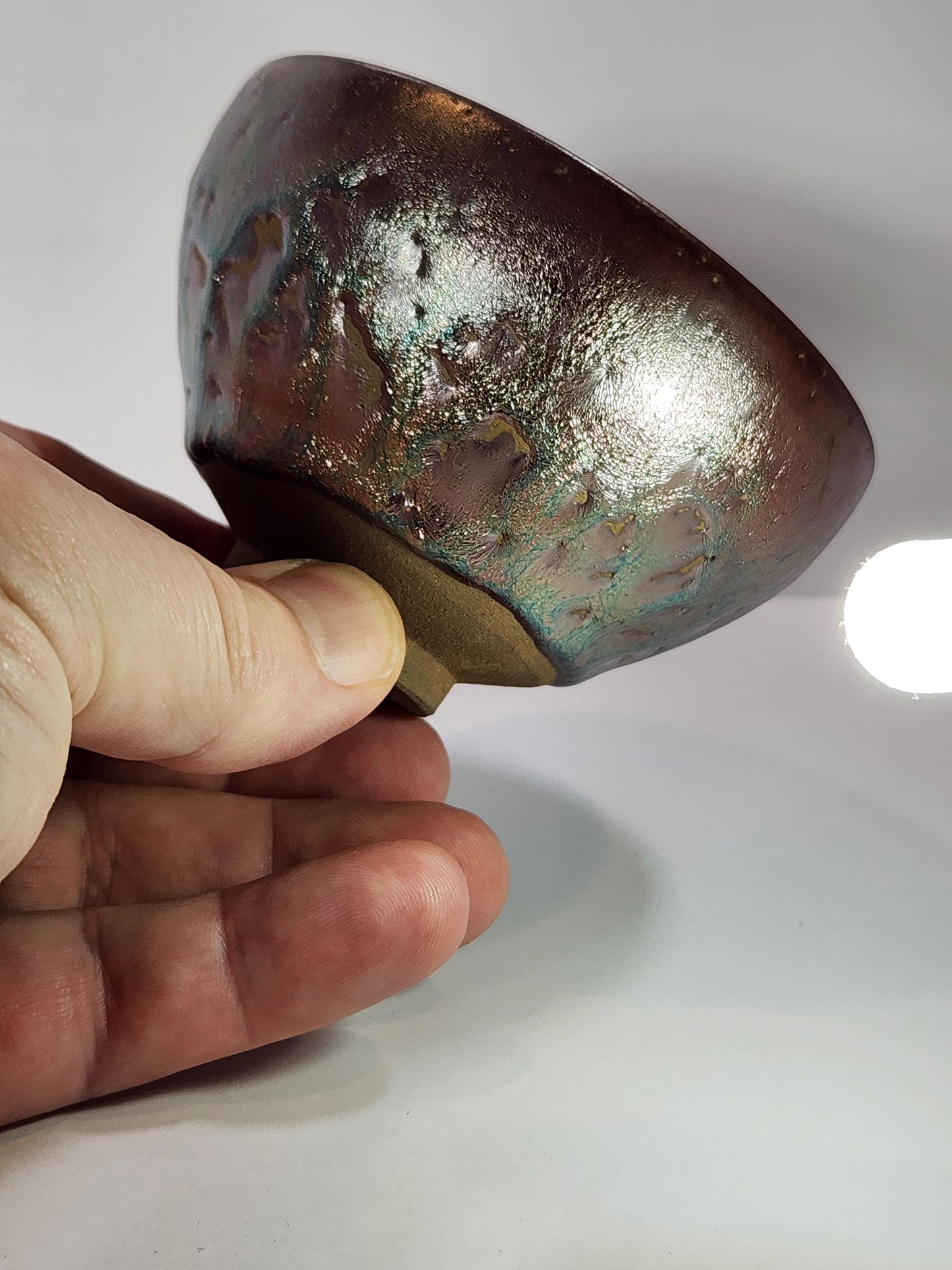 Iridescent Lava Flow Jian Zhan Tea Cup Teal