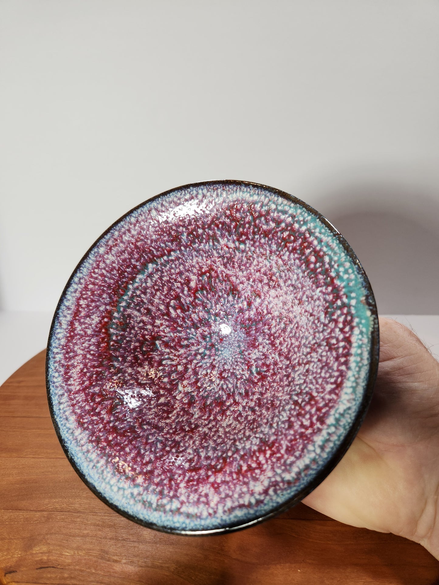 Raspberry Frost Jian Zhan Large Shallow Bowl