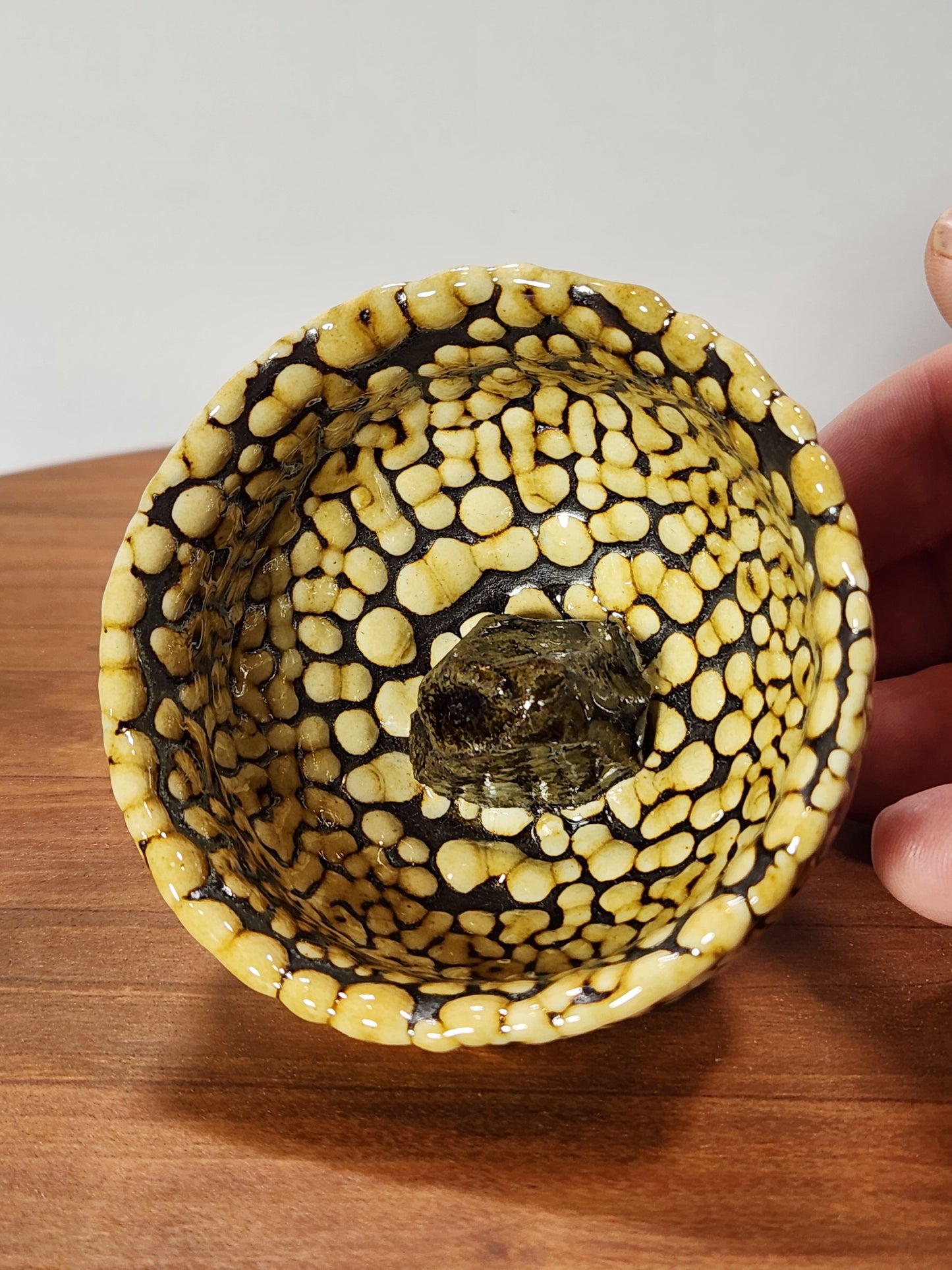 “Corn Pop” Textured Jian Zhan Collector Cup with Stone Inclusion