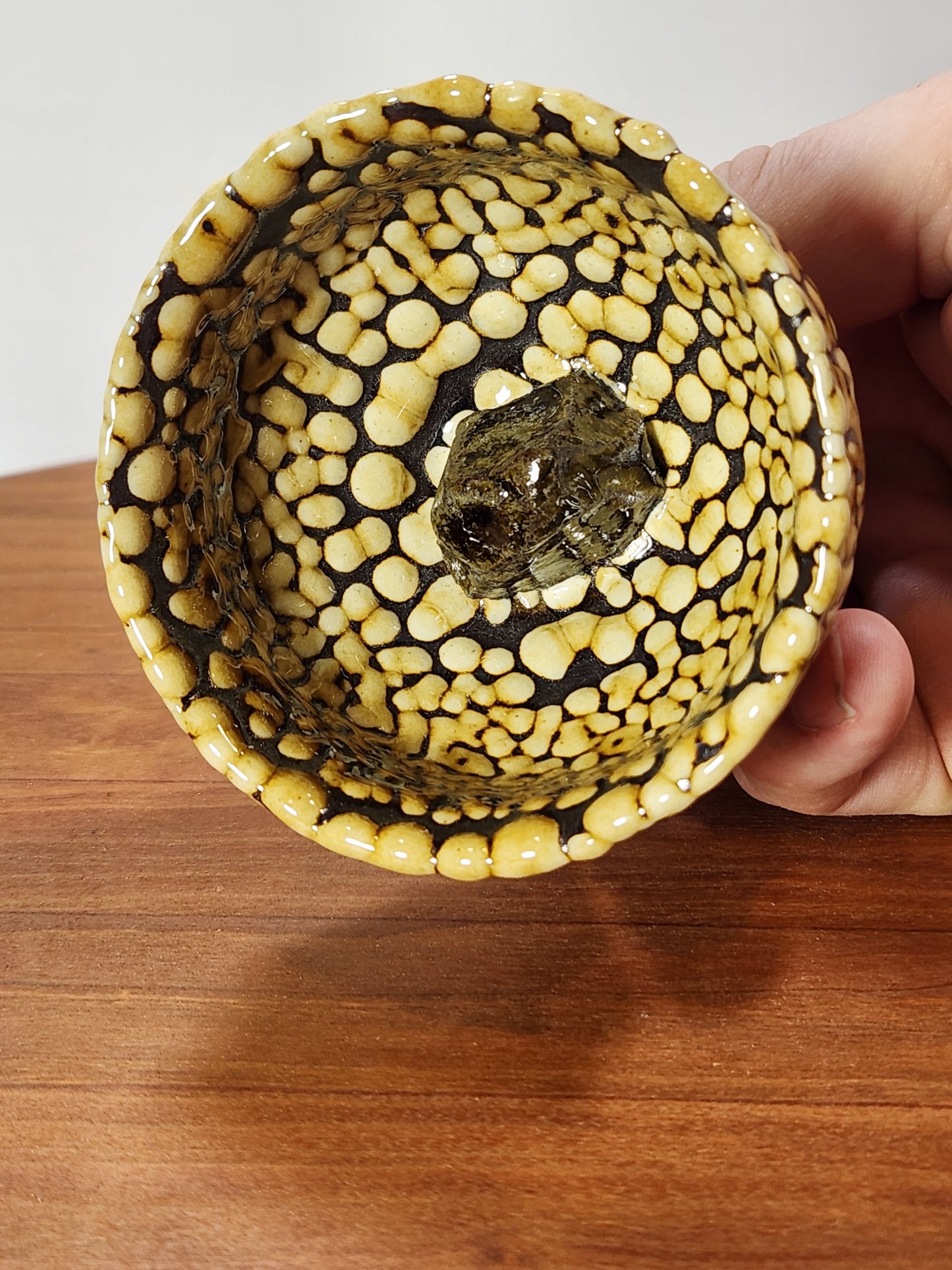 “Corn Pop” Textured Jian Zhan Collector Cup with Stone Inclusion