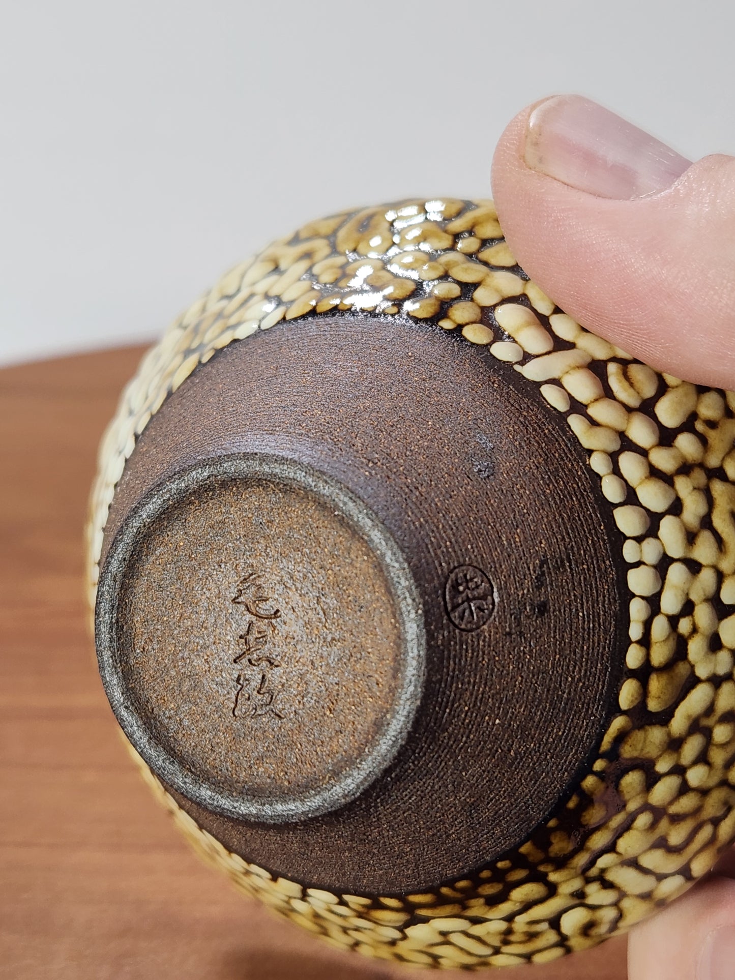 “Corn Pop” Textured Jian Zhan Collector Cup with Stone Inclusion