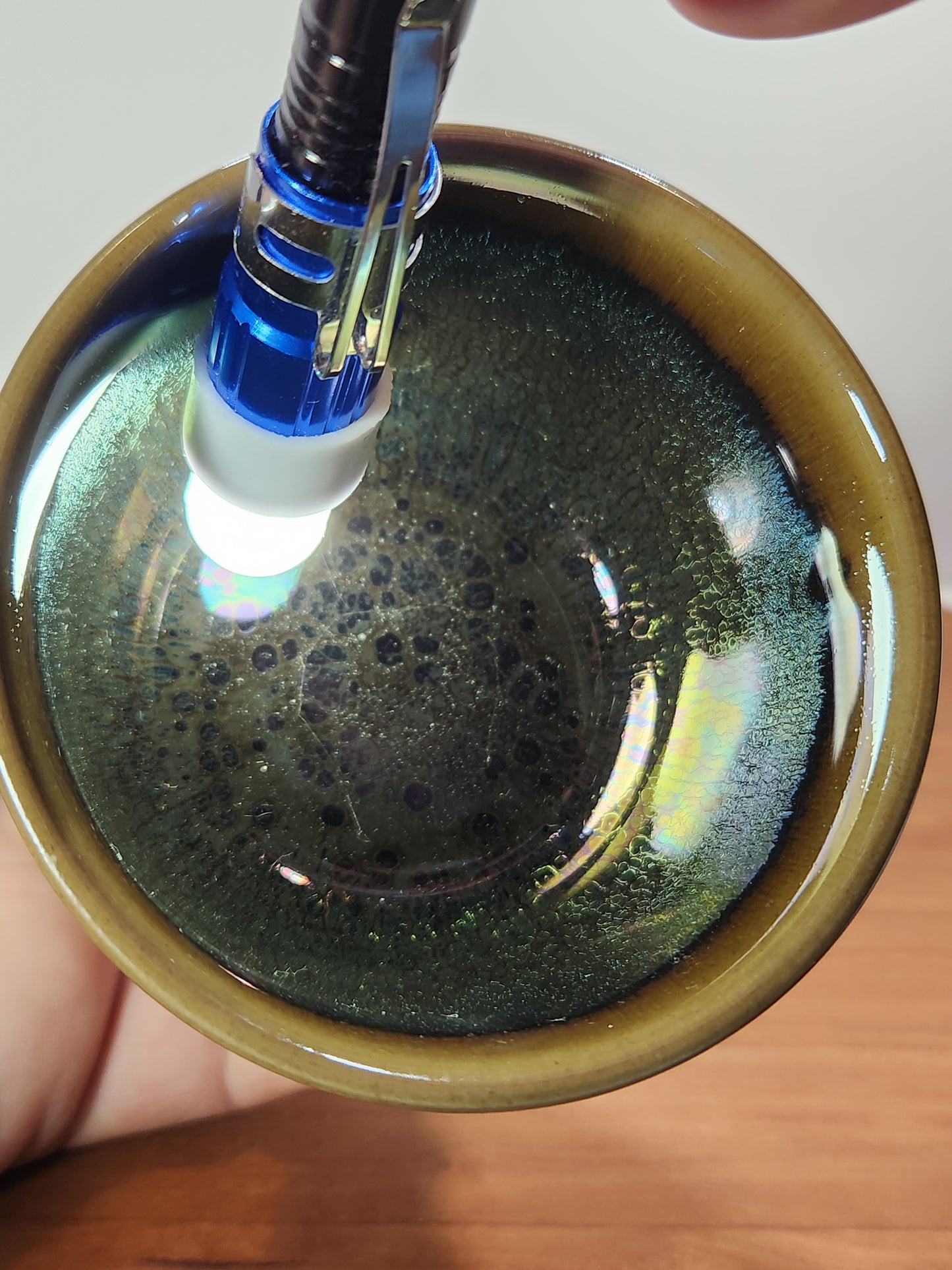 “Dragon Heart” Olive-Bronze Crackle Glaze Jian Zhan Tea Cup with Raised Dragon