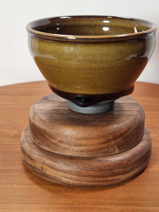 Tobacco Brown Jian Zhan Tea Cup with blue heart with tears
