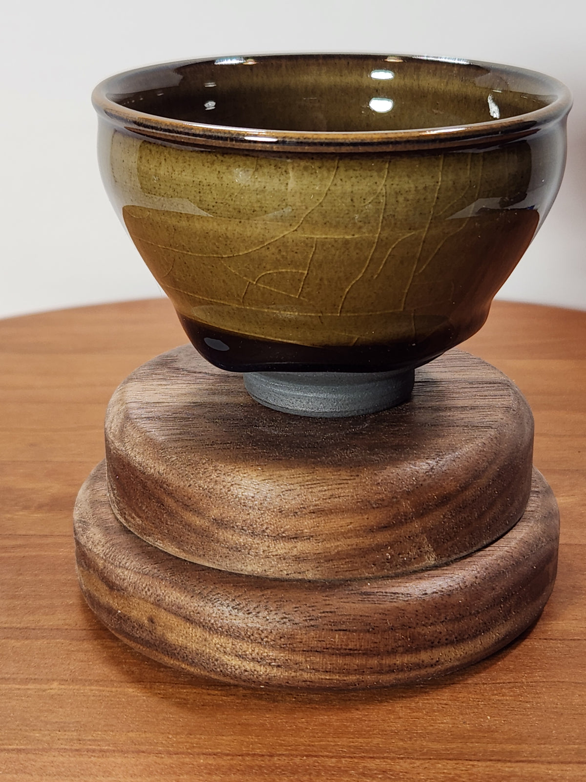 Tobacco Brown Jian Zhan Tea Cup with blue heart with tears