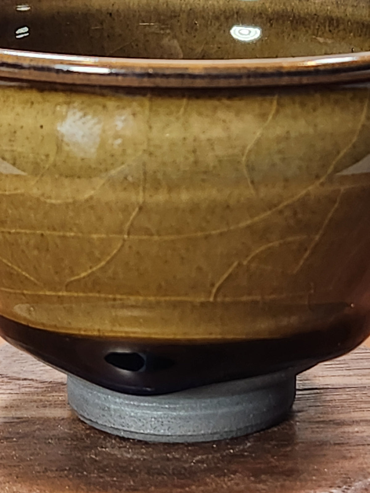 Tobacco Brown Jian Zhan Tea Cup with blue heart with tears