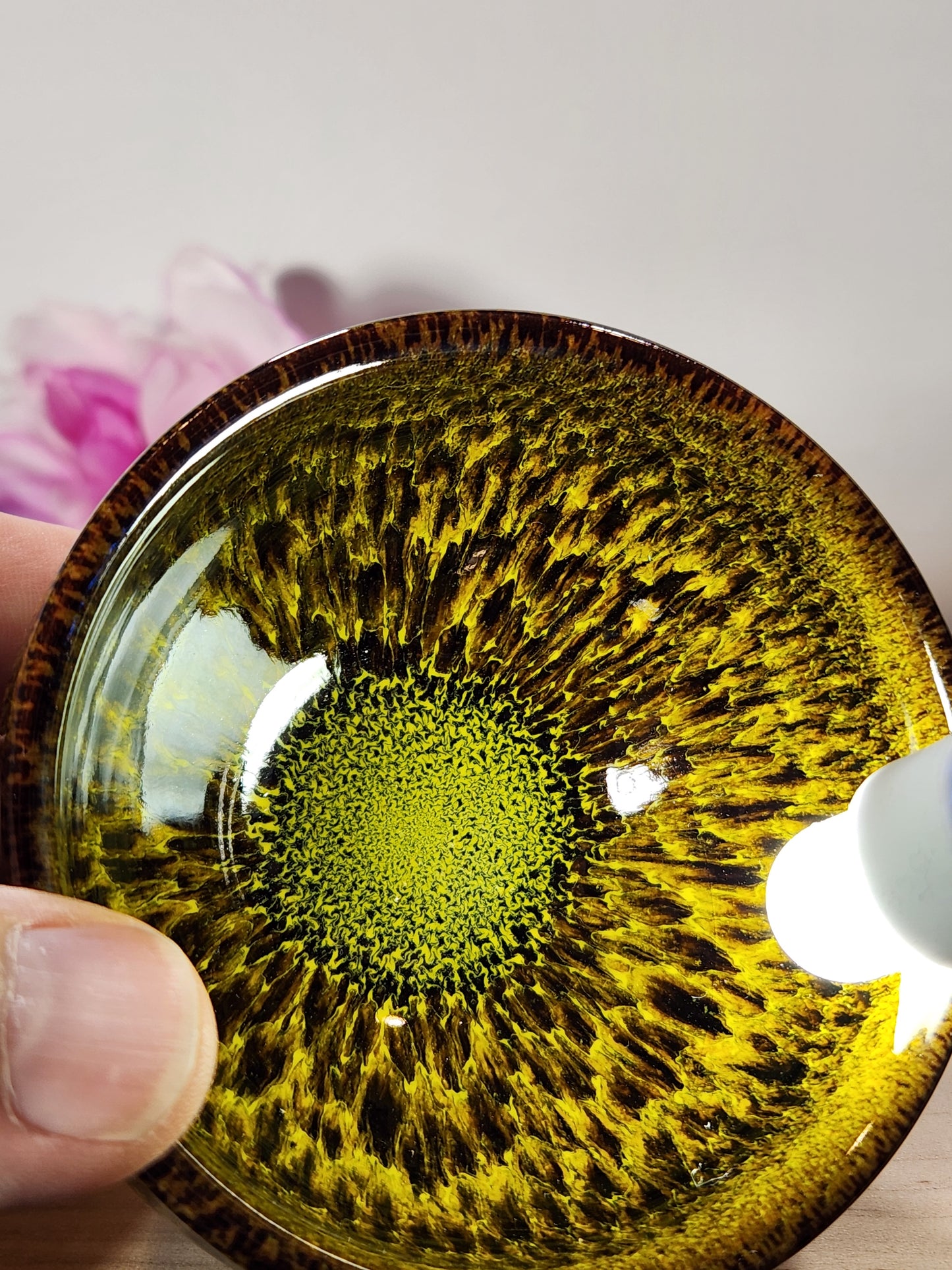 "Dragons Eye" Jian Zhan Tea Cup Amazing Yellow Green pattern