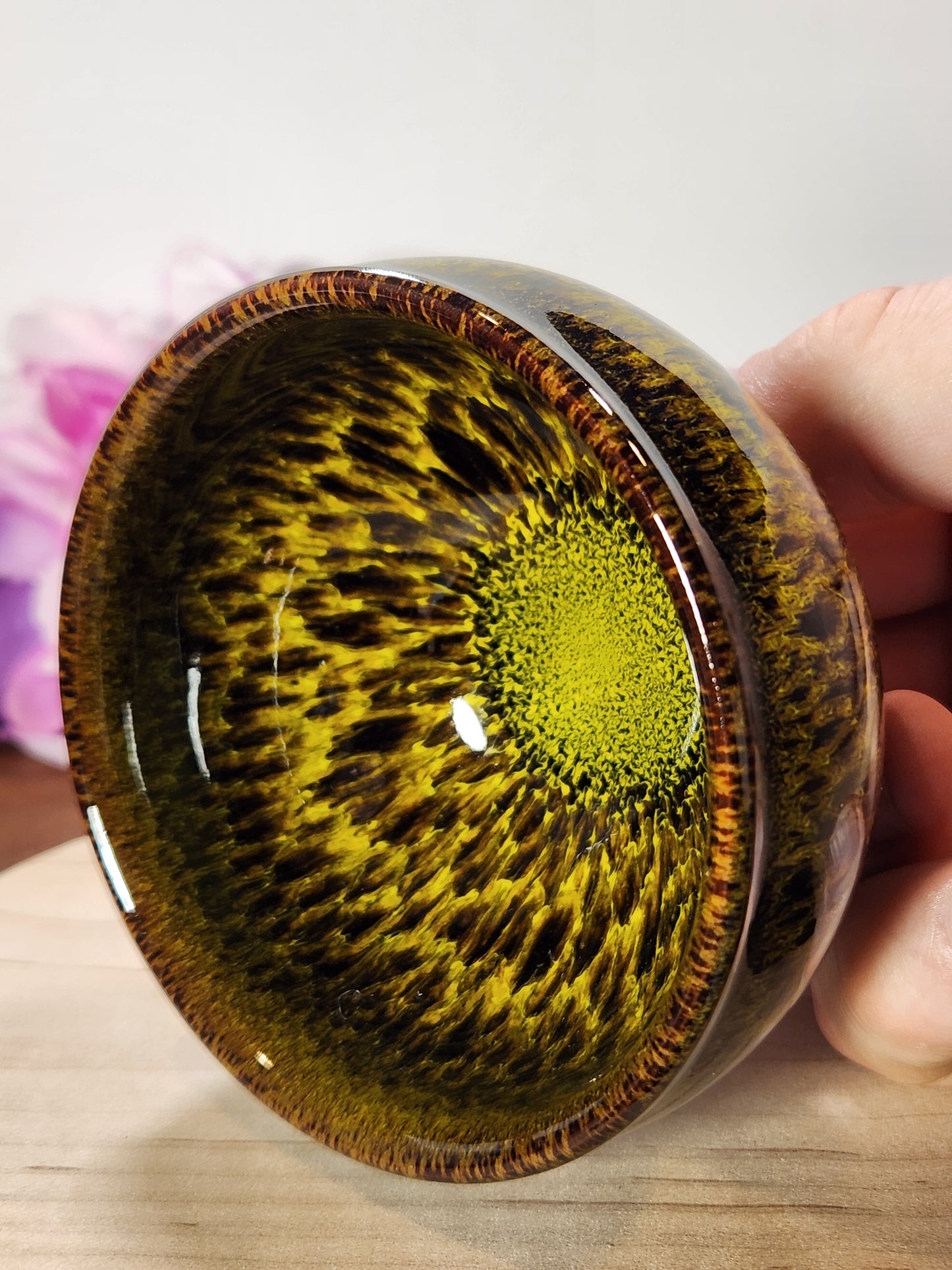 "Dragons Eye" Jian Zhan Tea Cup Amazing Yellow Green pattern