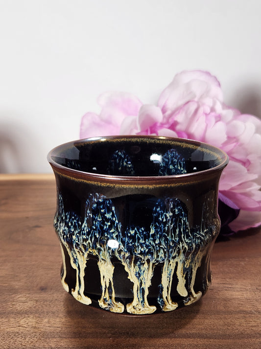 Black and cream bamboo Jian Zhan Tea Cup striking glaze pattern collector cup