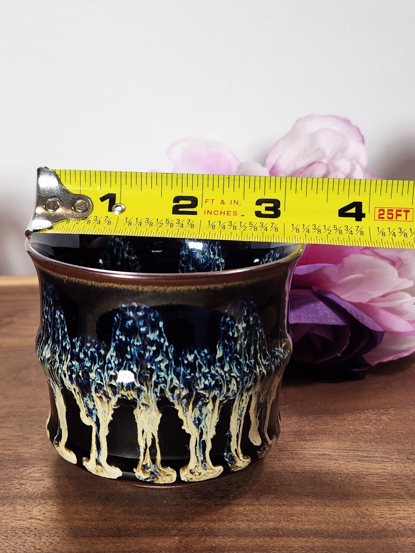 Black and cream bamboo Jian Zhan Tea Cup striking glaze pattern collector cup