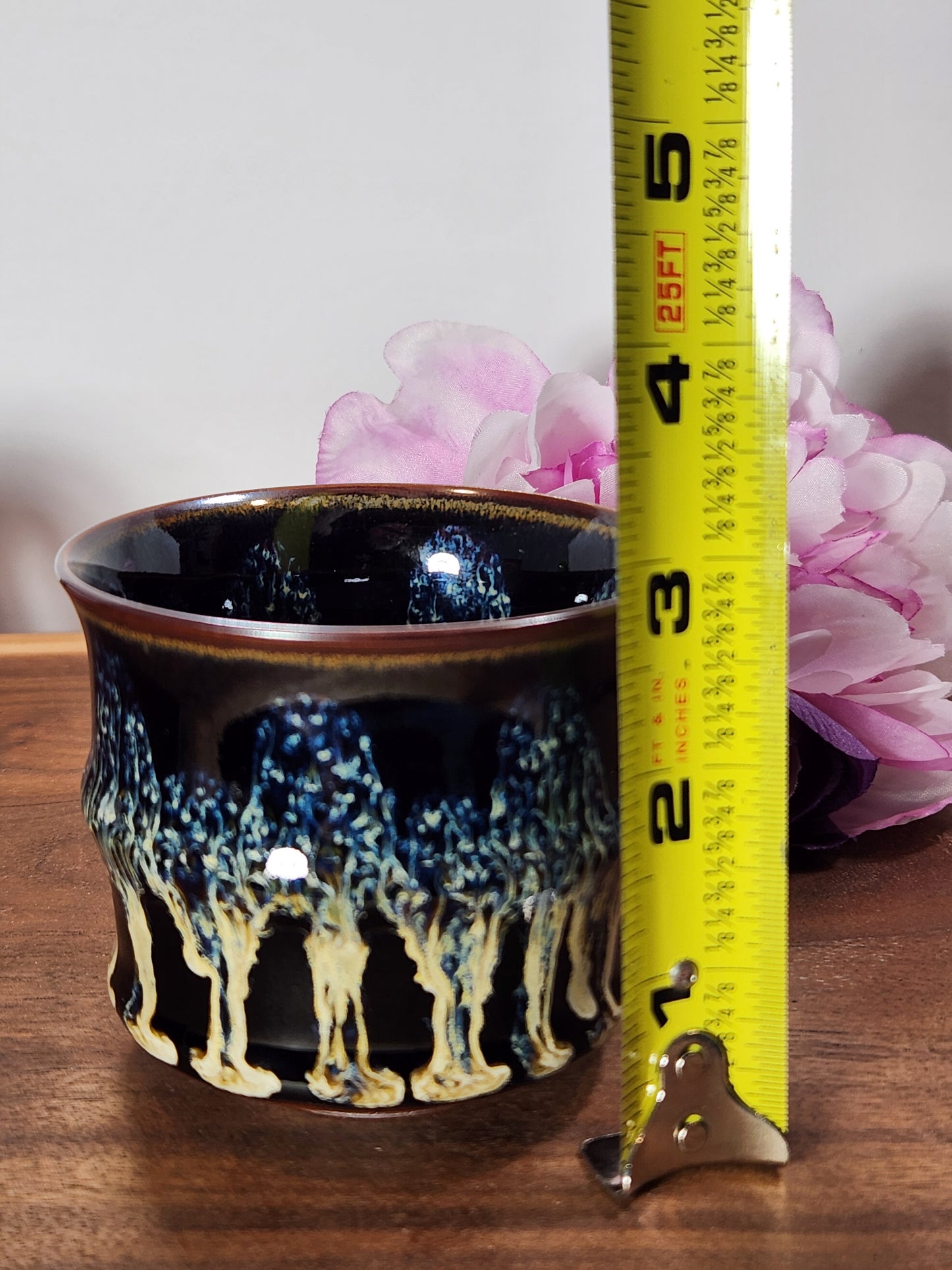 Black and cream bamboo Jian Zhan Tea Cup striking glaze pattern collector cup