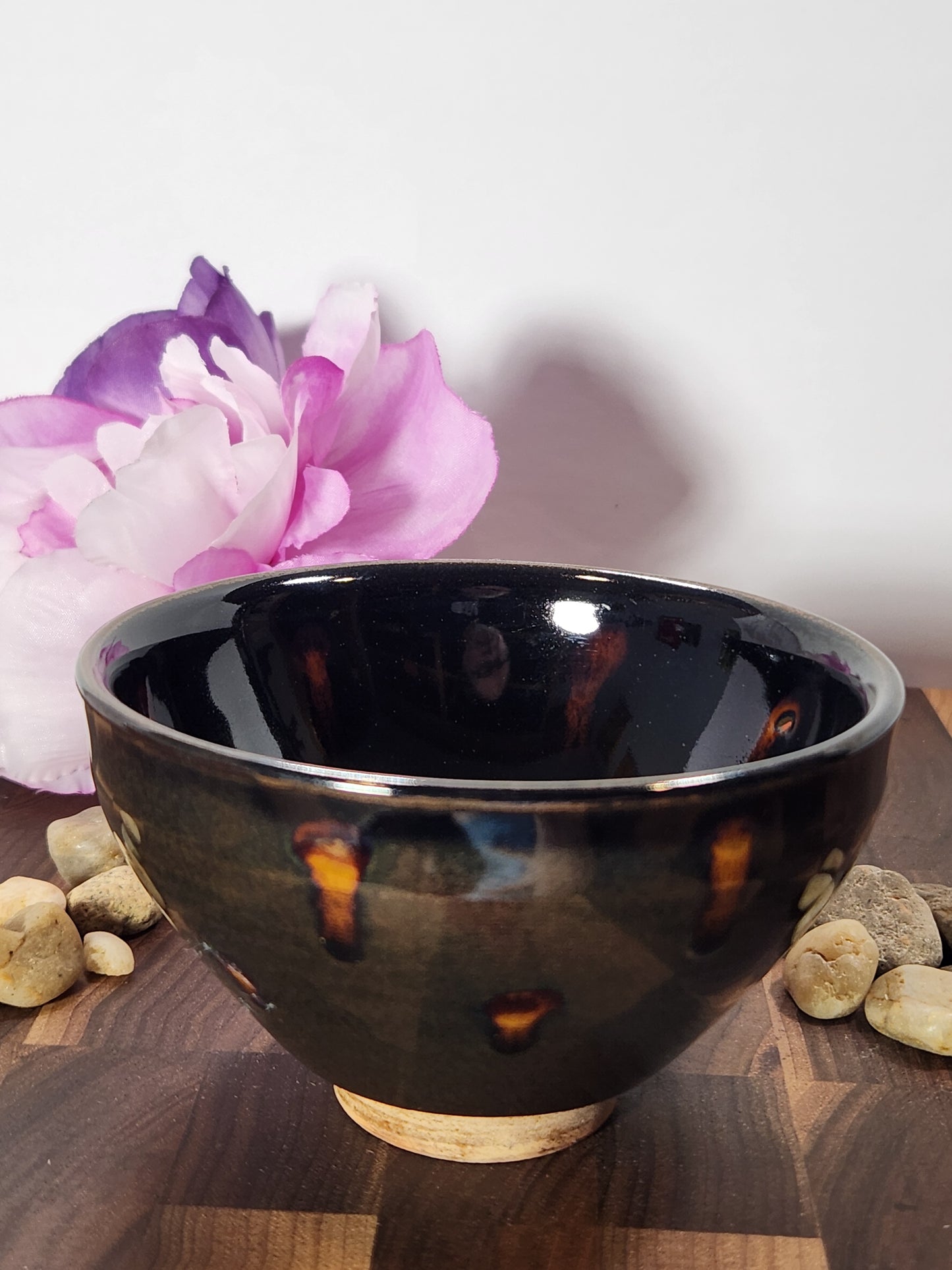 Black and Orange Jian Zhan Tea Cup Unique design "Tomato Seeds"