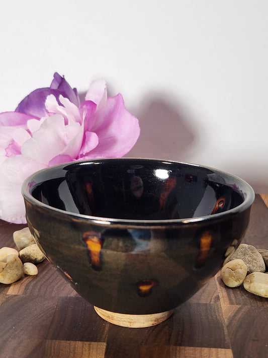 Black and Orange Jian Zhan Tea Cup Unique design "Tomato Seeds"
