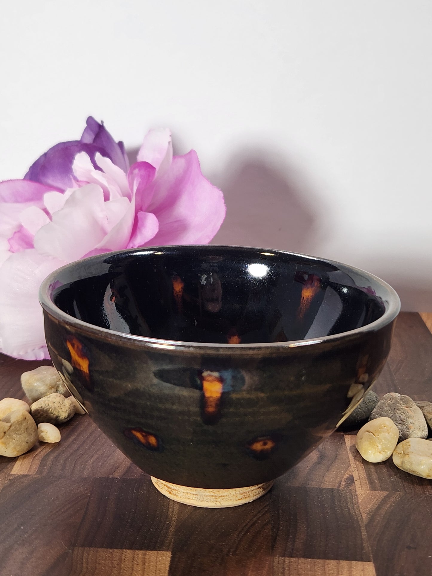 Black and Orange Jian Zhan Tea Cup Unique design "Tomato Seeds"