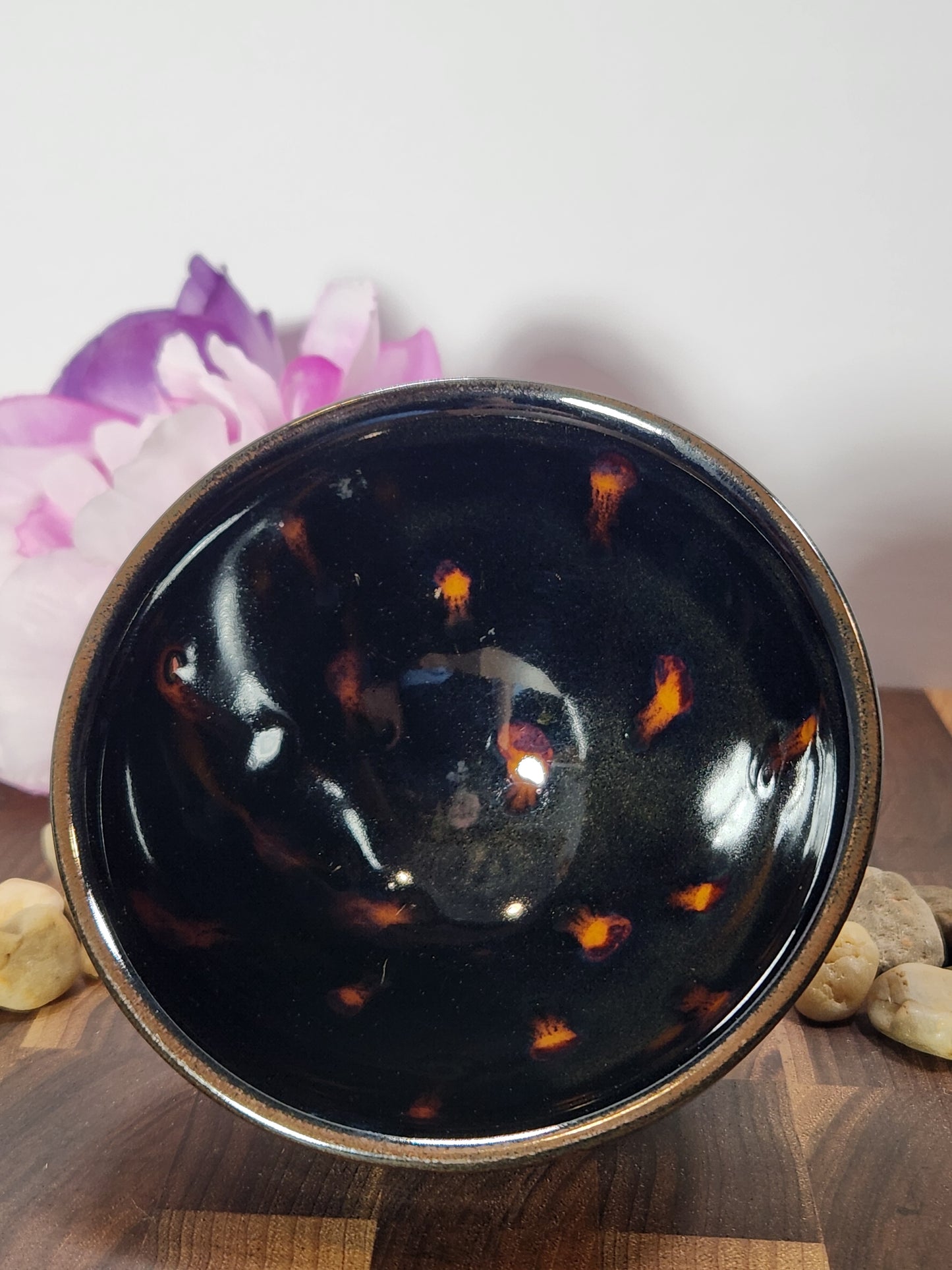 Black and Orange Jian Zhan Tea Cup Unique design "Tomato Seeds"