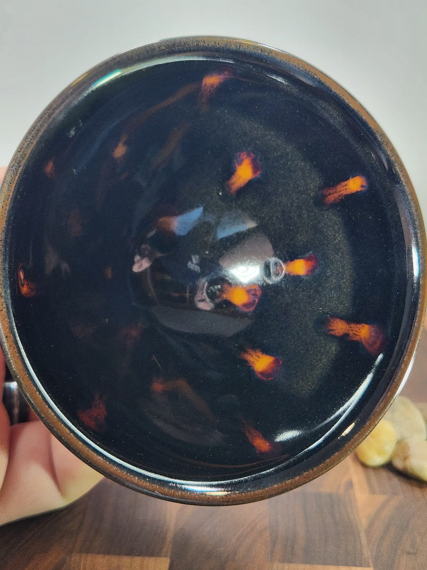 Black and Orange Jian Zhan Tea Cup Unique design "Tomato Seeds"