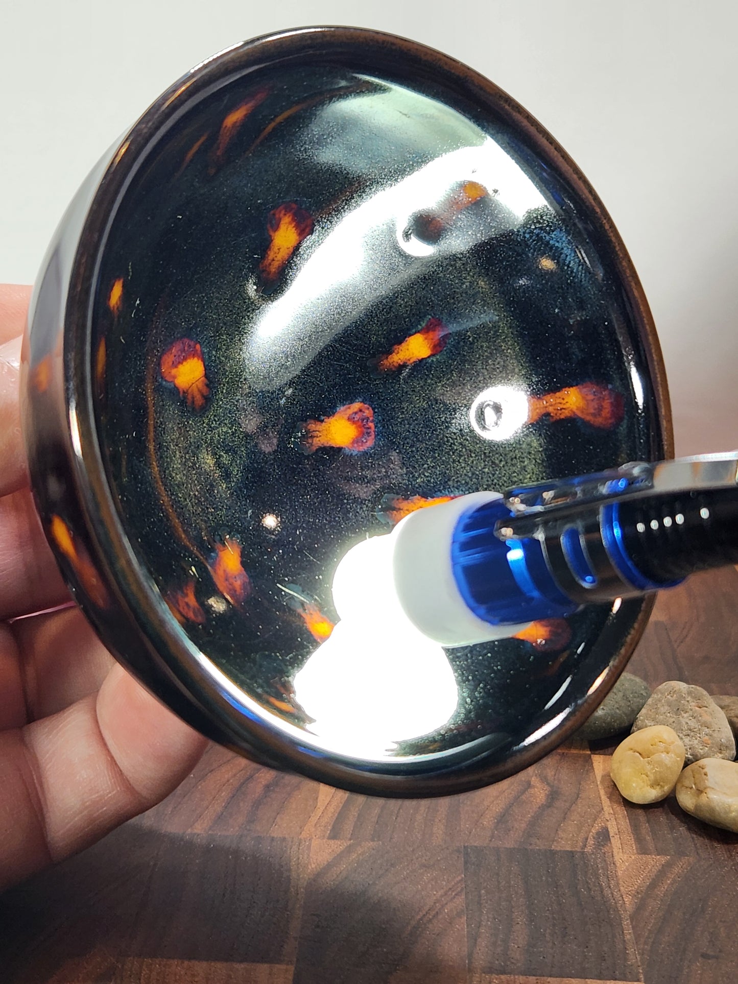 Black and Orange Jian Zhan Tea Cup Unique design "Tomato Seeds"