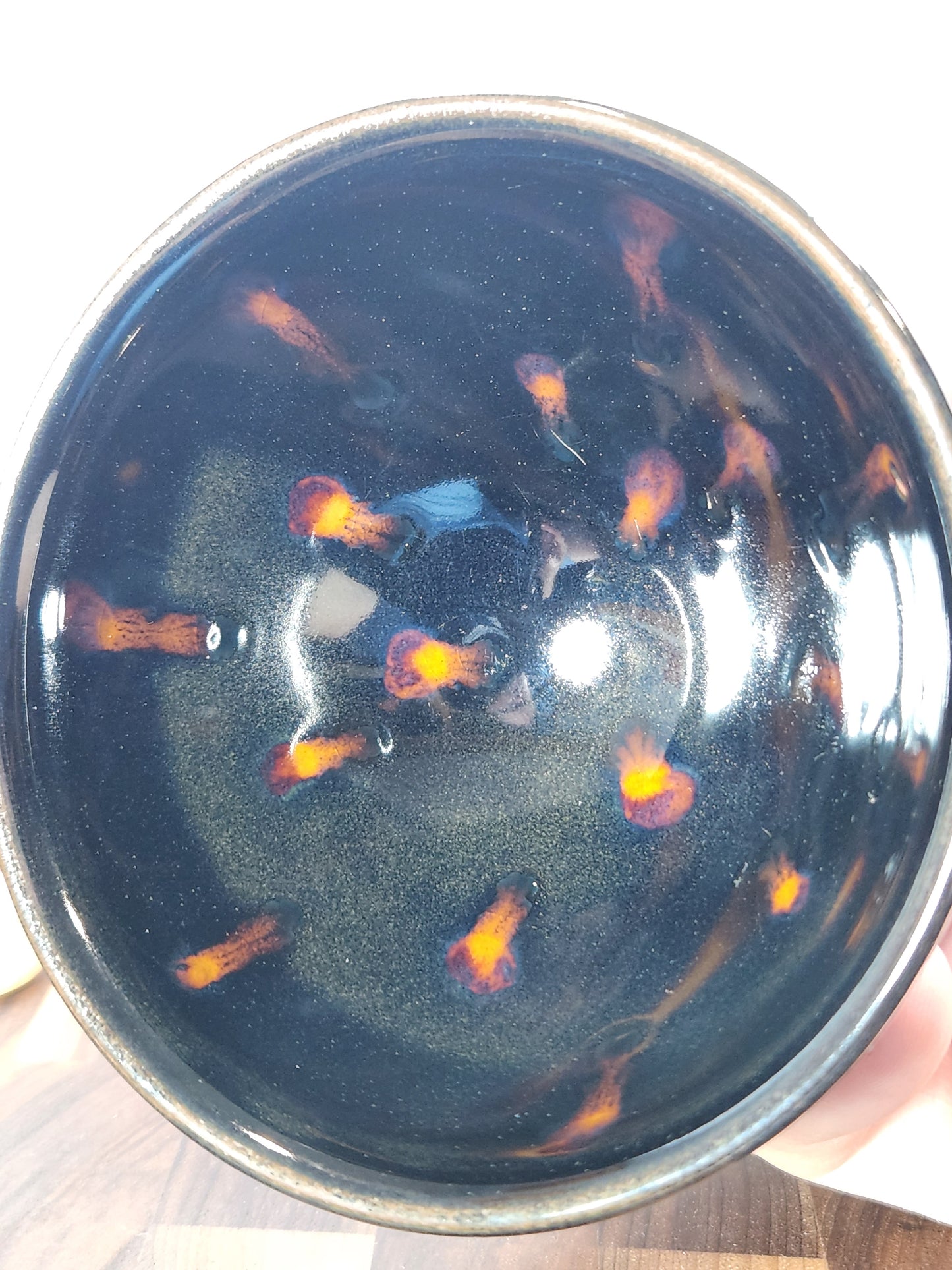 Black and Orange Jian Zhan Tea Cup Unique design "Tomato Seeds"