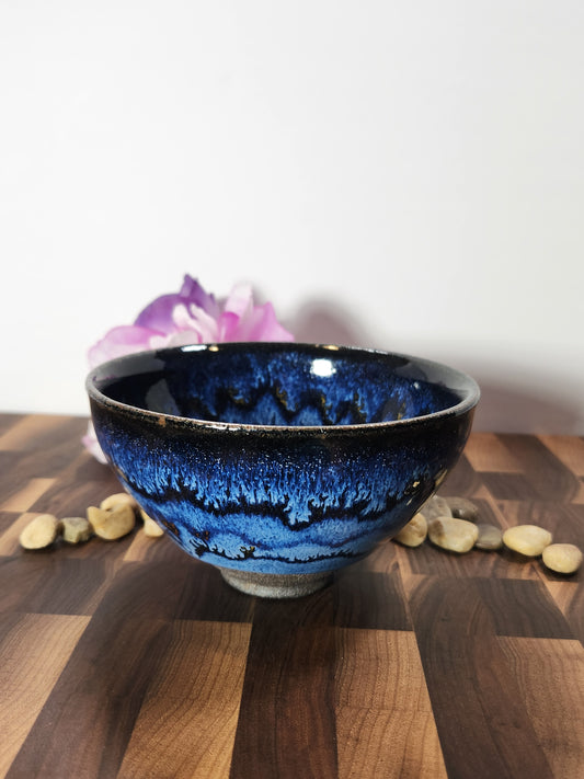 "Blue Mesa" Jian Zhan Bowl multi color pattern