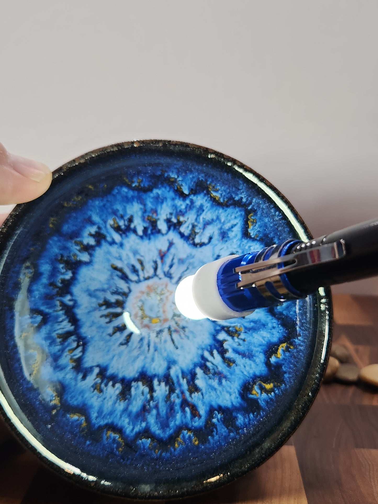 "Blue Mesa" Jian Zhan Bowl multi color pattern