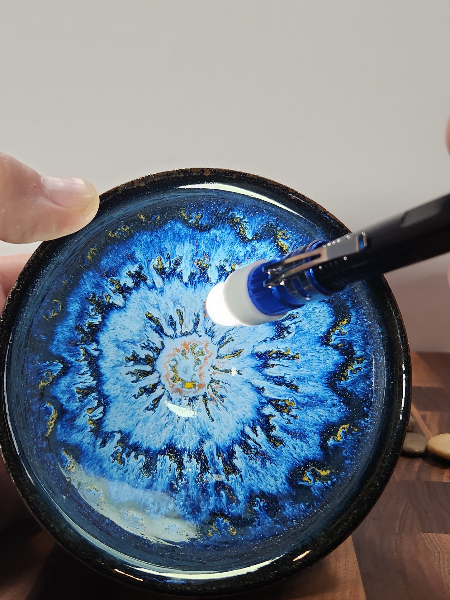 "Blue Mesa" Jian Zhan Bowl multi color pattern