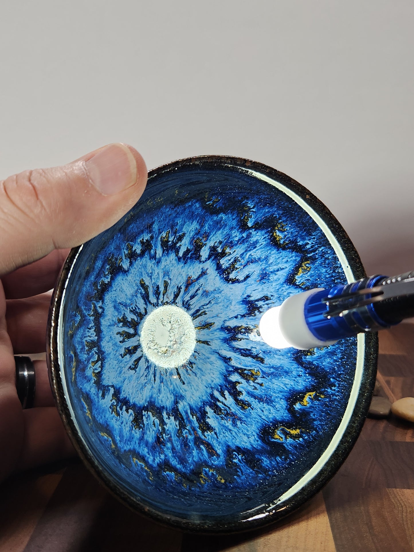 "Blue Mesa" Jian Zhan Bowl multi color pattern