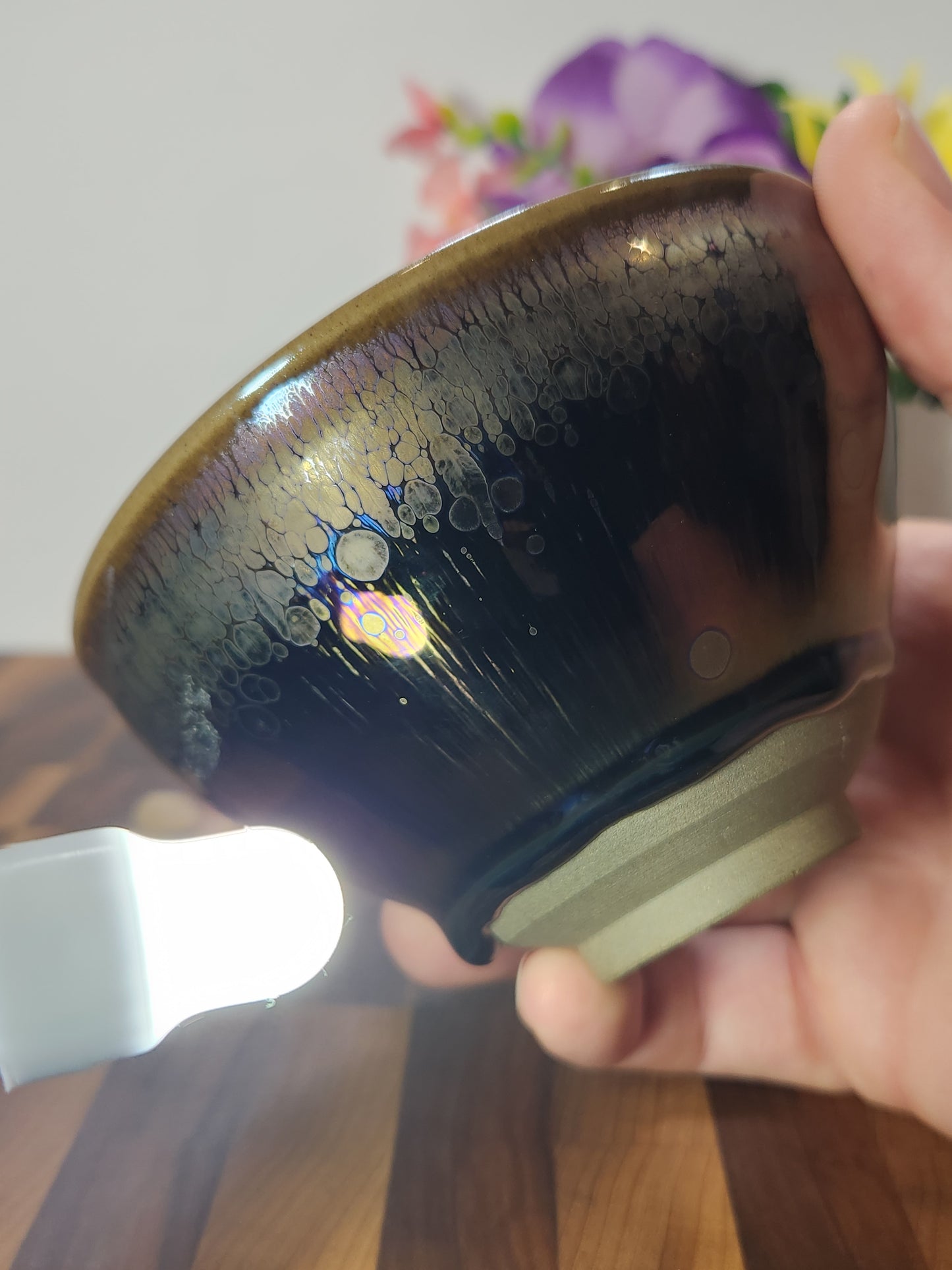 Purple Oil Drop Jian Zhan Tea Bowl with Kiln Tears