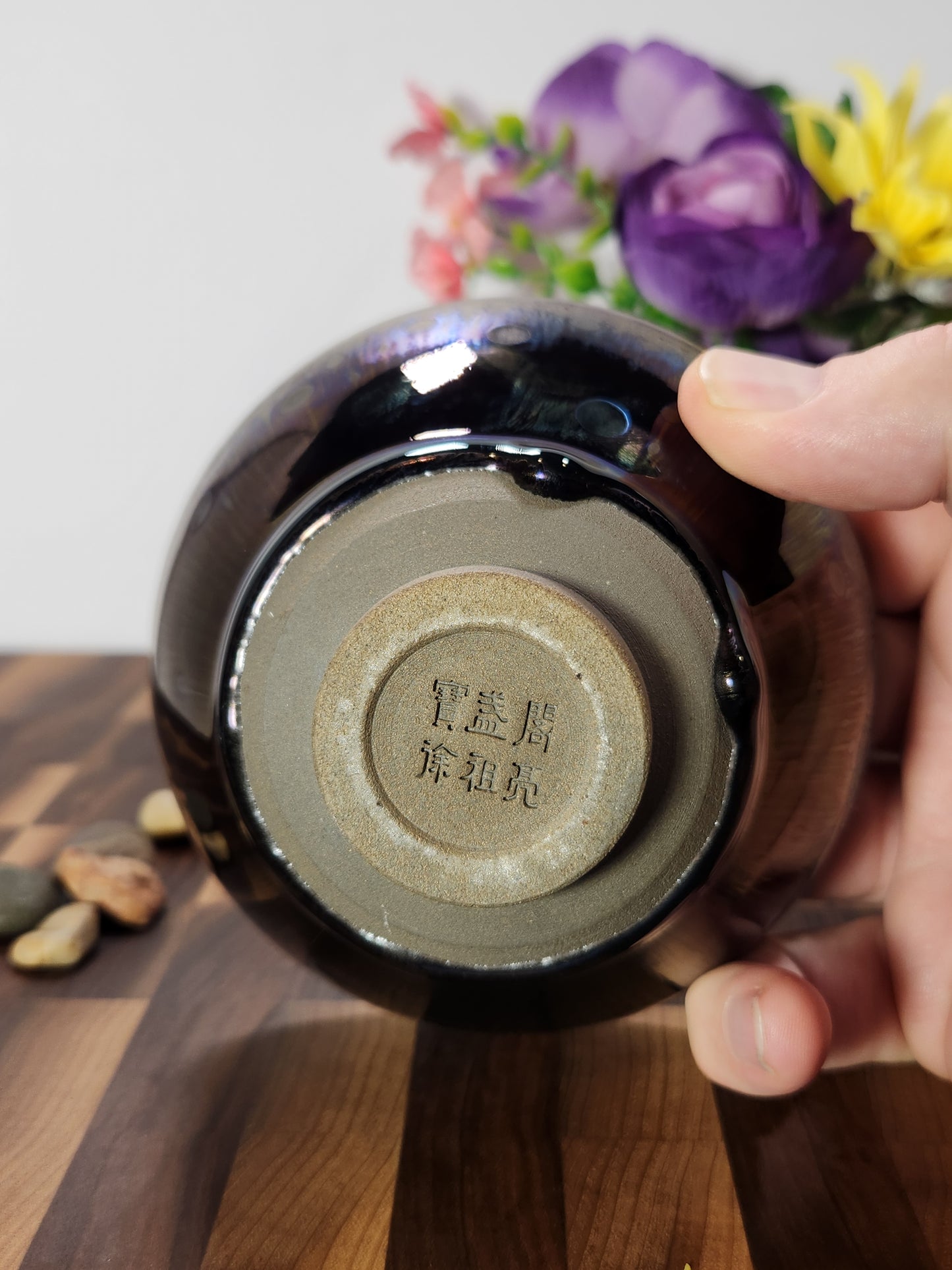 Purple Oil Drop Jian Zhan Tea Bowl with Kiln Tears