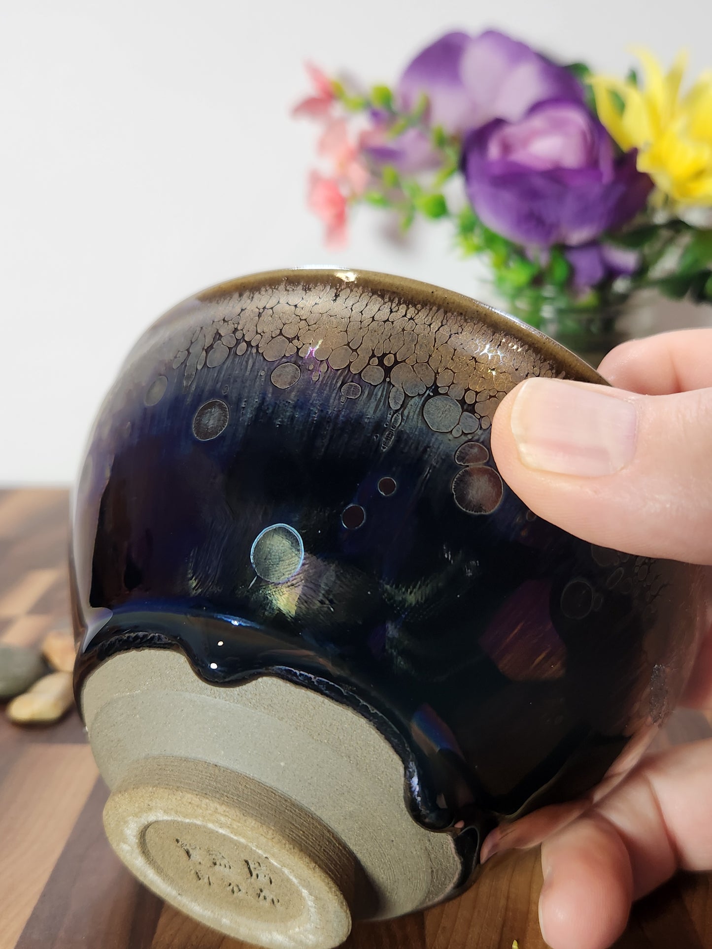 Purple Oil Drop Jian Zhan Tea Bowl with Kiln Tears