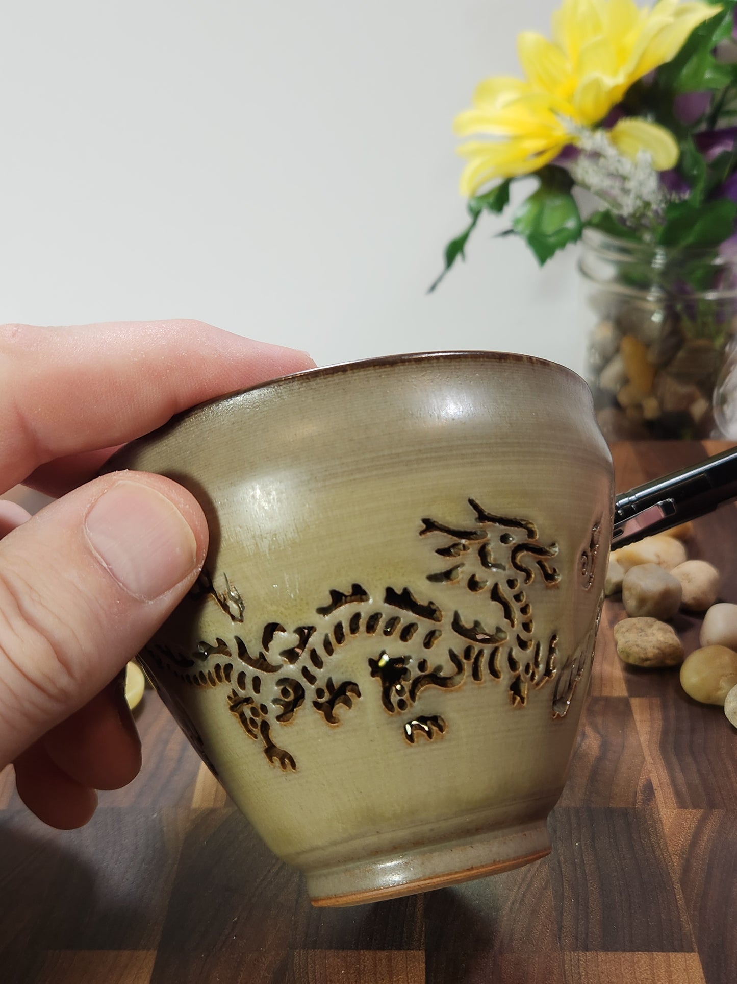 Handcrafted Pierced Dragon Double-Wall Master Tea Cup