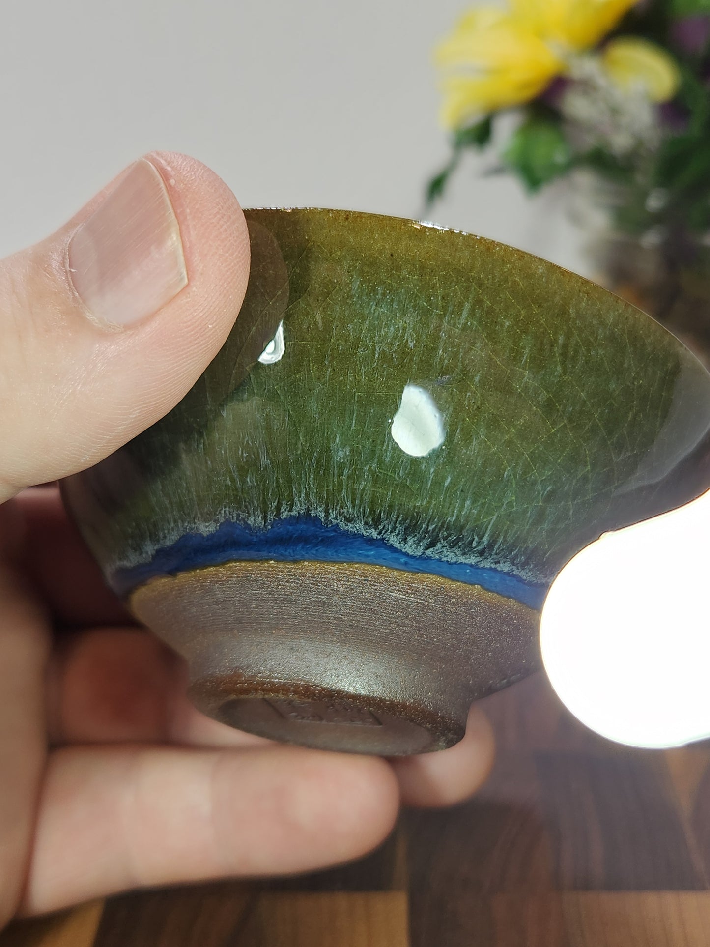 Master-Crafted “Hidden Spring” Olive Crackle Tea Bowl