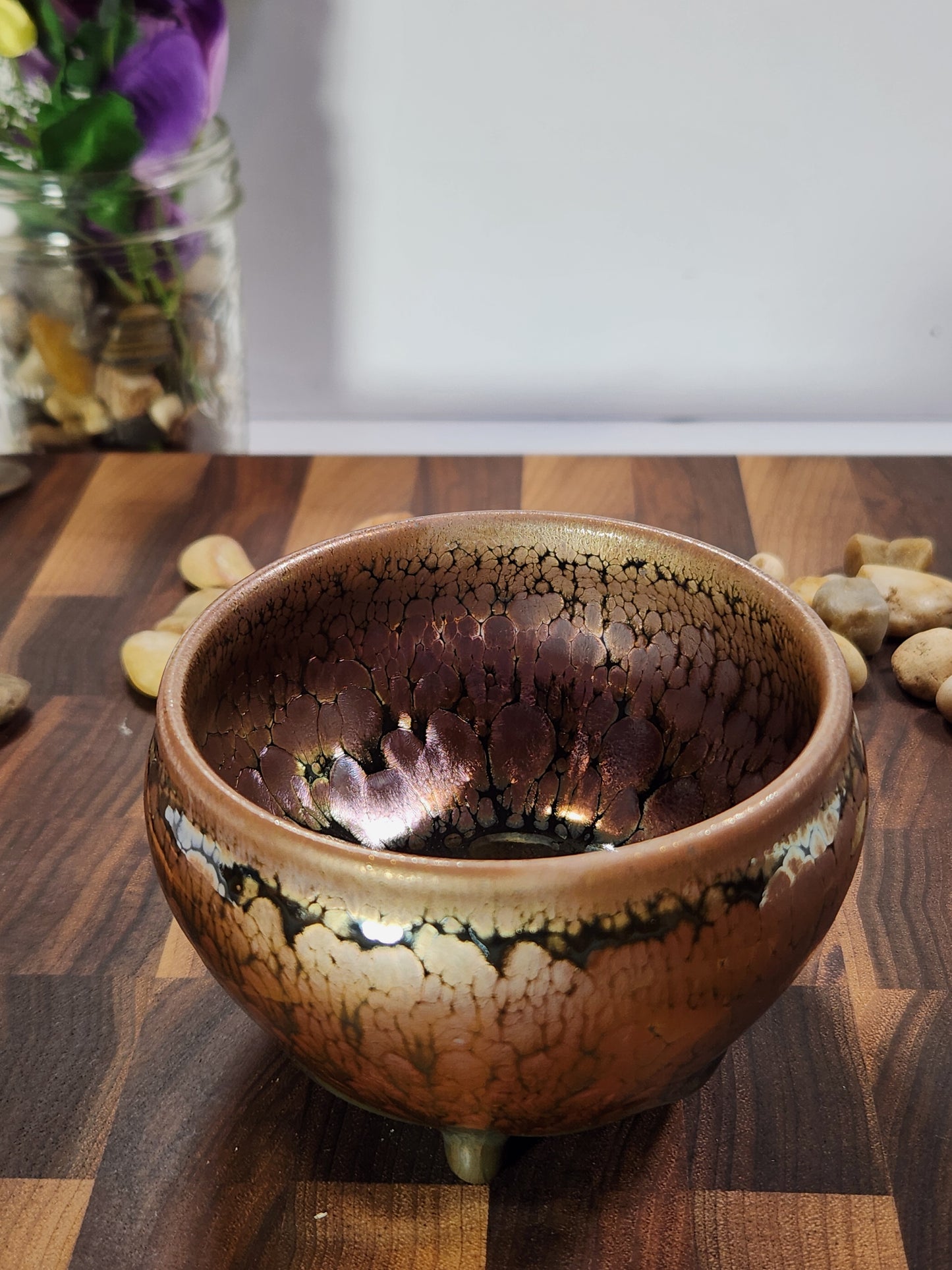 Hundred Flower and Oil-Drop General Tea Cup with Large Kiln Tear