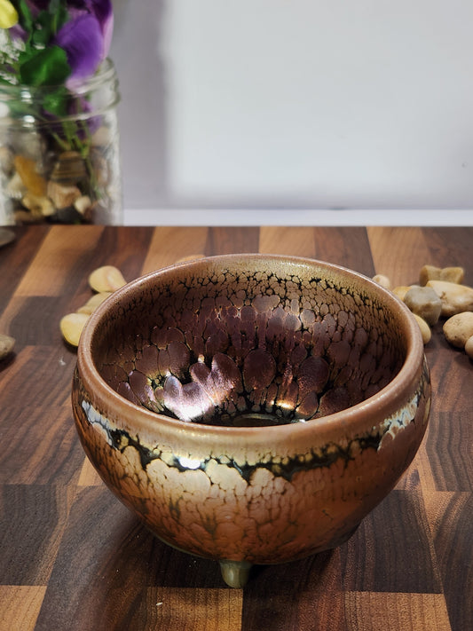 Hundred Flower and Oil-Drop General Tea Cup with Large Kiln Tear