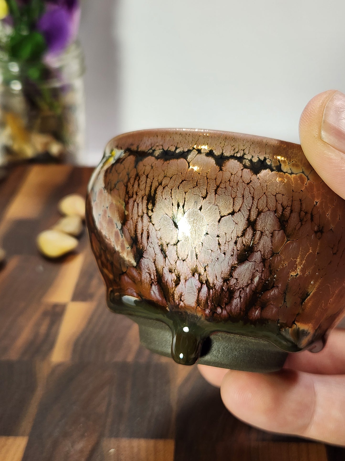 Hundred Flower and Oil-Drop General Tea Cup with Large Kiln Tear