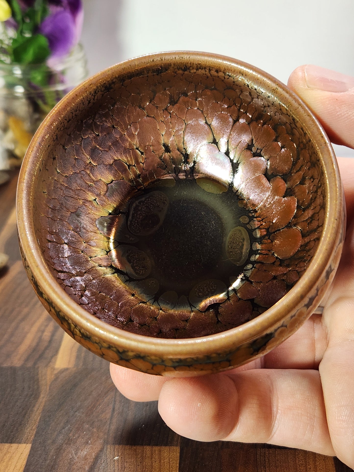 Hundred Flower and Oil-Drop General Tea Cup with Large Kiln Tear