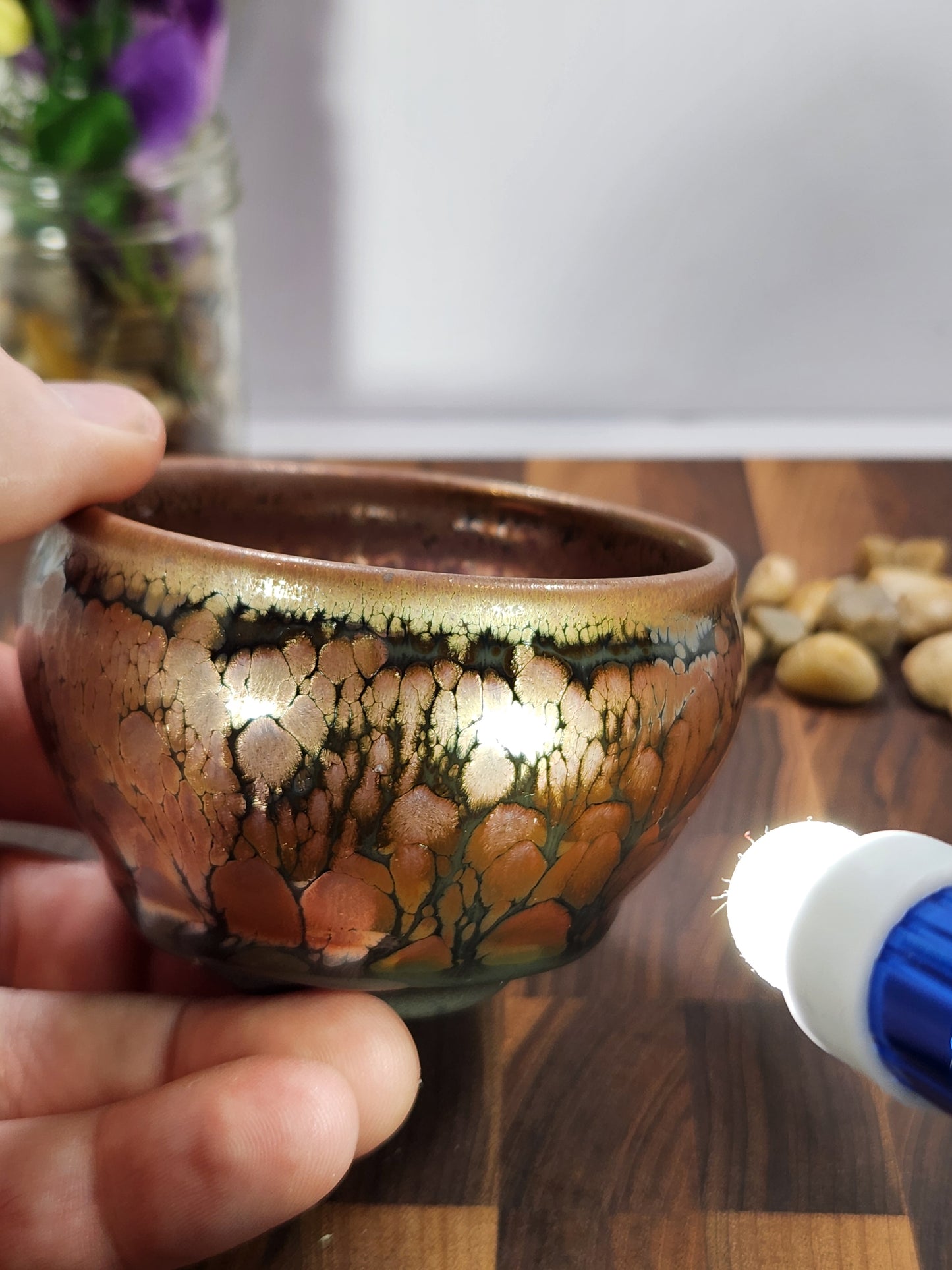 Hundred Flower and Oil-Drop General Tea Cup with Large Kiln Tear