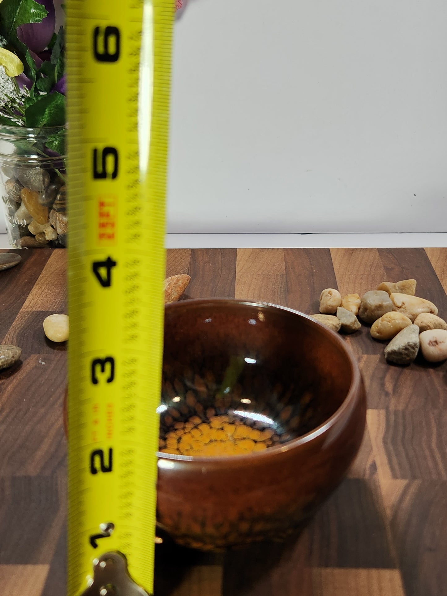 Golden-Heart Partridge Feather Tea Bowl with Kiln Tears