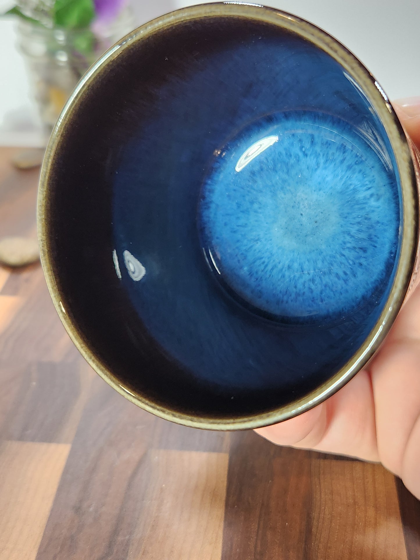 Hand-Painted Golden Moonlit Landscape Tea Cup
