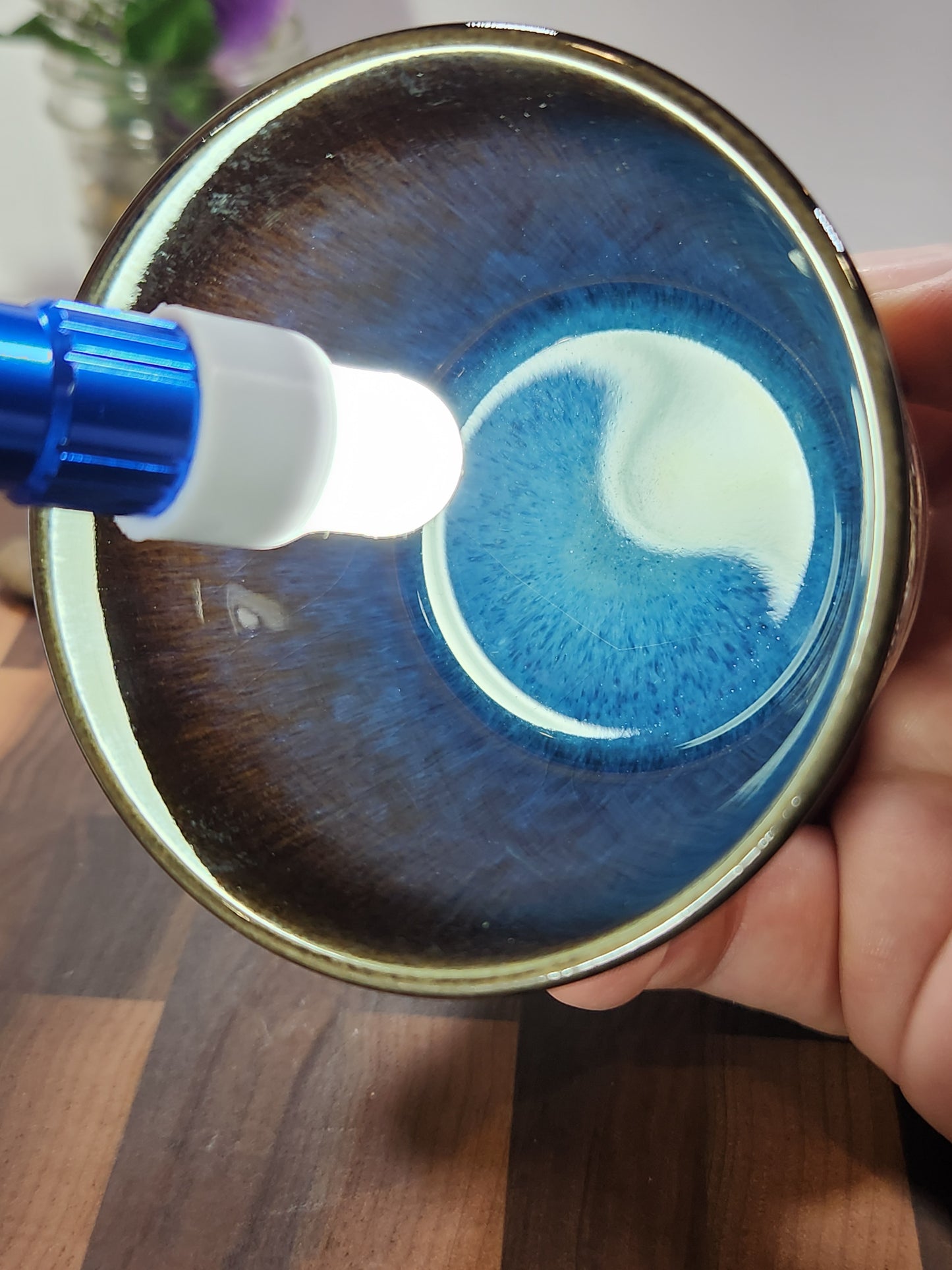 Hand-Painted Golden Moonlit Landscape Tea Cup