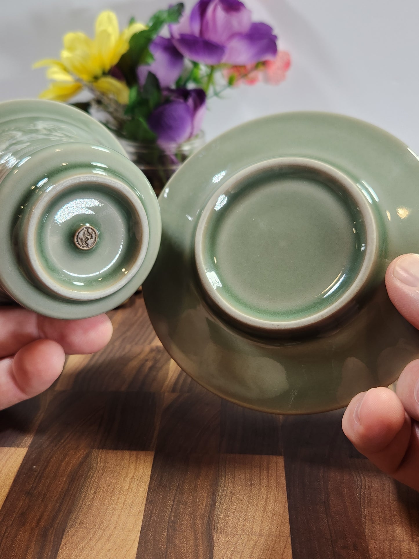 Celadon Embossed Dragon Three-Piece Gaiwan
