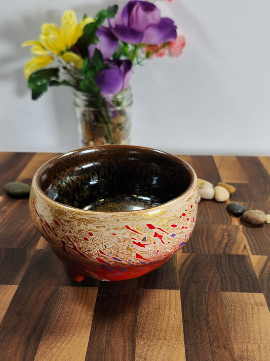 Daqi Sleeping Dragon Tea Bowl – Vermilion, Gold & Purple