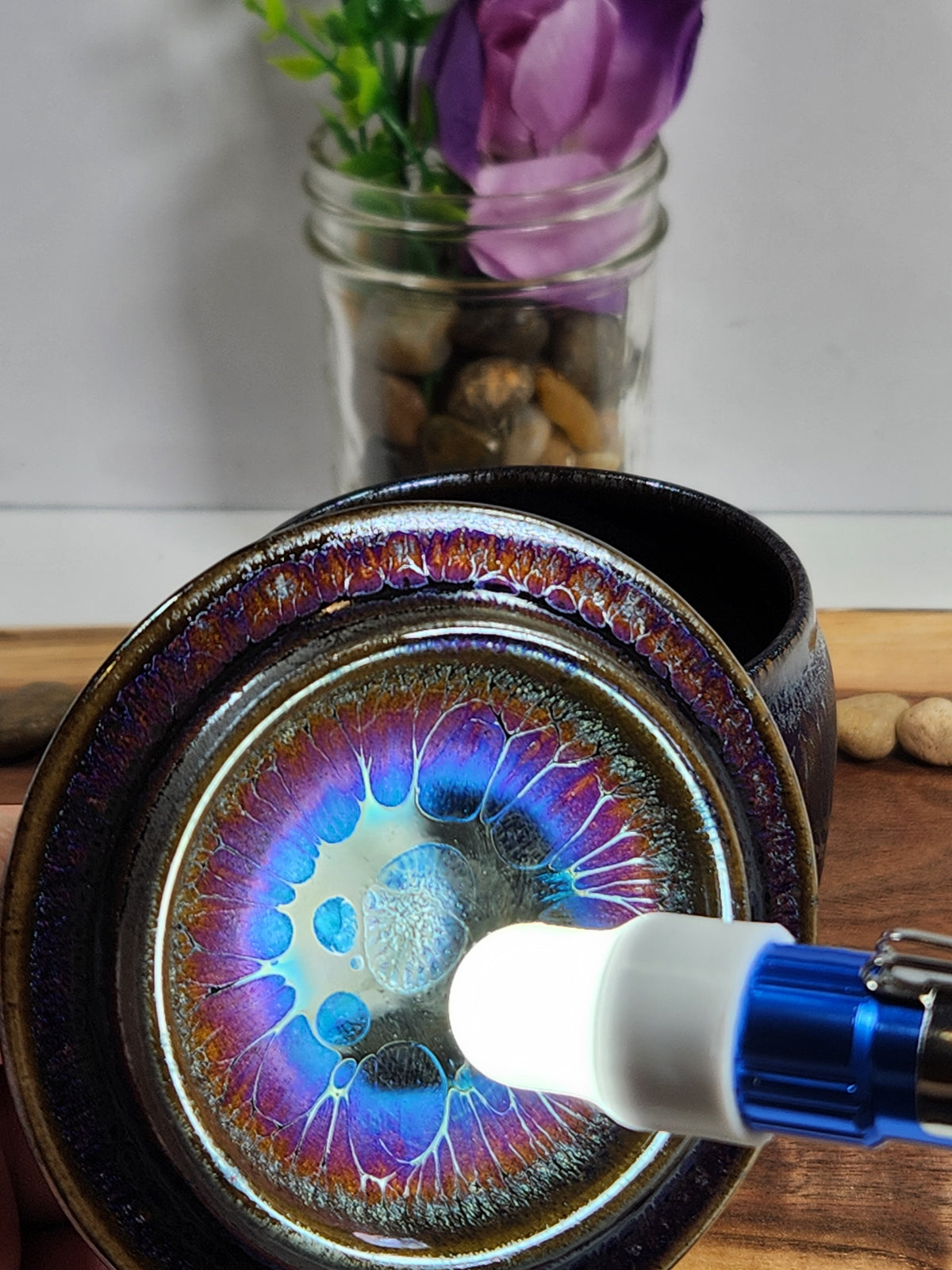 Purple Oil Drop Jian Zhan Tea Storage Jar with Lid – Iridescent Ceramic Tea Caddy