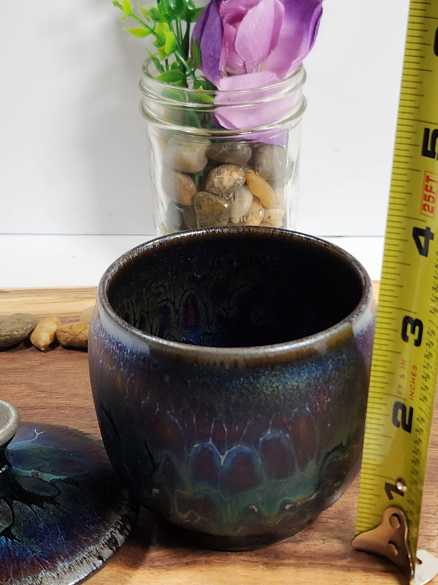 Purple Oil Drop Jian Zhan Tea Storage Jar with Lid – Iridescent Ceramic Tea Caddy