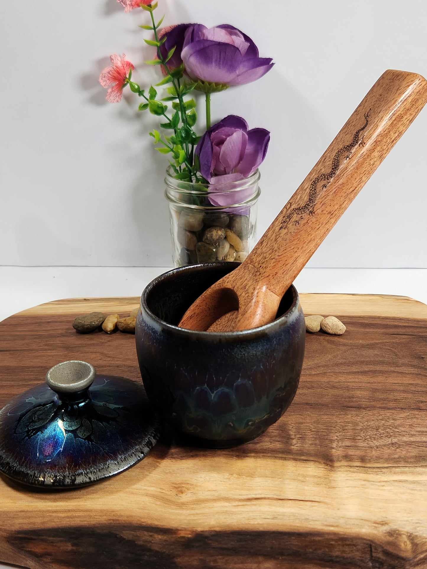 Purple Oil Drop Jian Zhan Tea Storage Jar with Lid – Iridescent Ceramic Tea Caddy