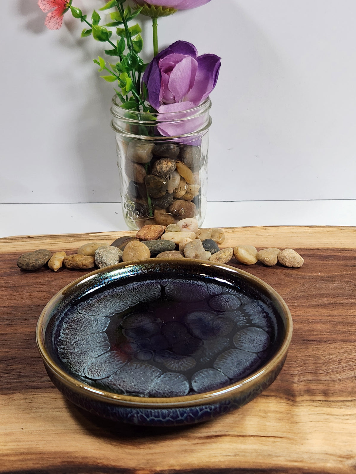 Silver Oil Drop Jian Zhan Tea Plate – Iridescent Ceramic Serving Dish