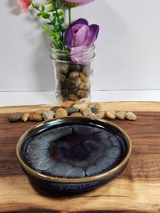 Silver Oil Drop Jian Zhan Tea Plate – Iridescent Ceramic Serving Dish