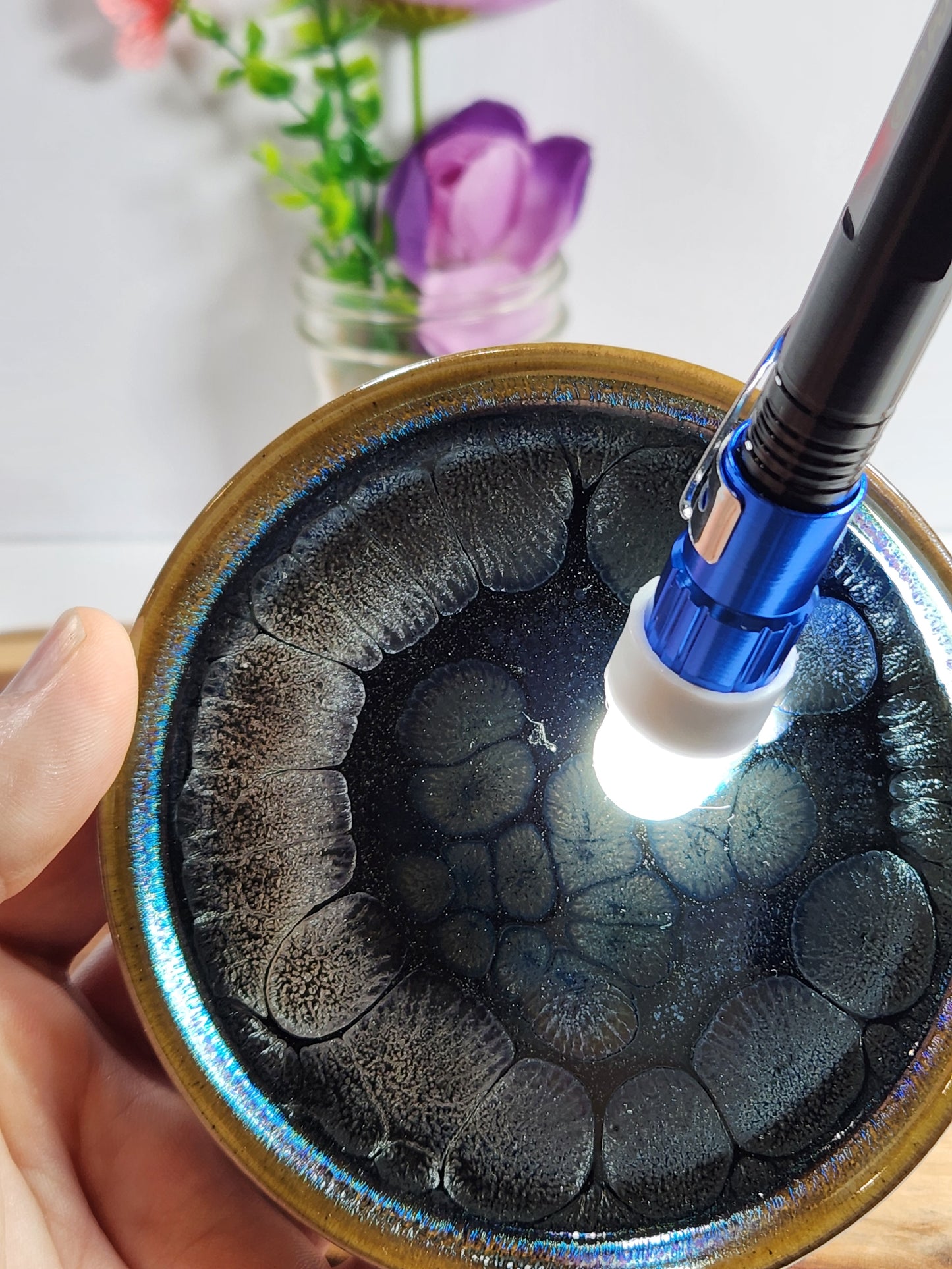 Silver Oil Drop Jian Zhan Tea Plate – Iridescent Ceramic Serving Dish