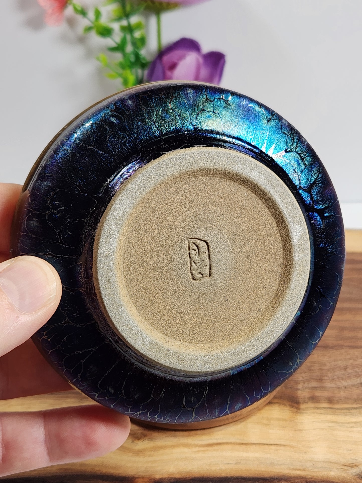 Silver Oil Drop Jian Zhan Tea Plate – Iridescent Ceramic Serving Dish