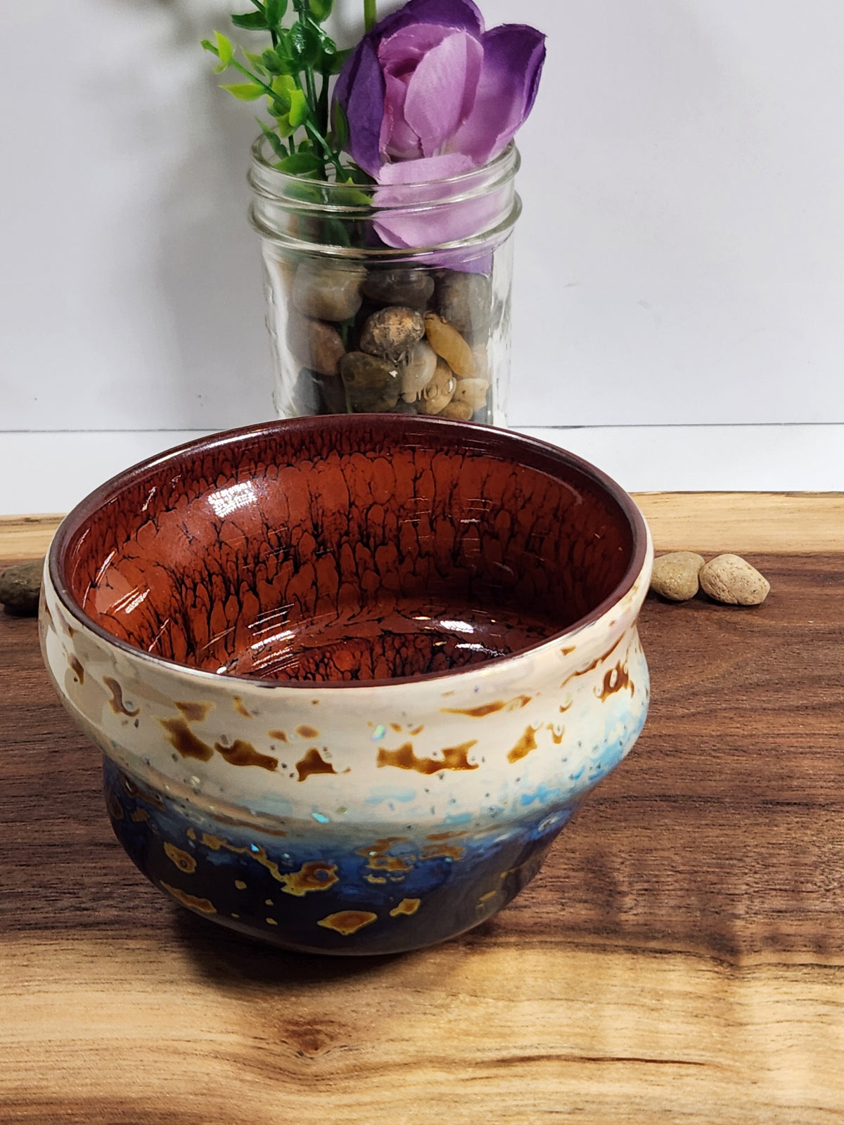 Daqi Sleeping Dragon Artisan Tea Bowl – Red Blue and Gold Glaze